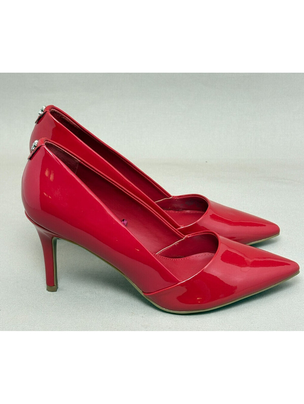 Calvin Klein Gayle Pumps Shoes Womens Size 7 M Red Patent Pointed Stiletto Heel